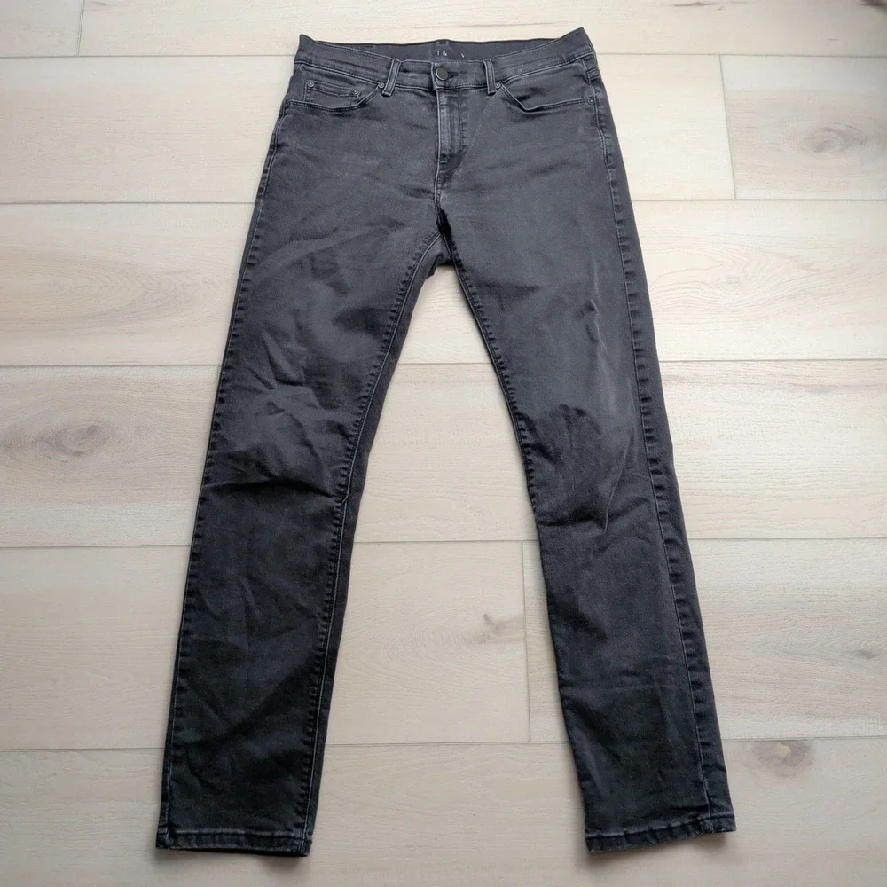 Mott & Bow Slim Stone Jeans Mens 31x32 Faded Black Stonewash Denim Pants Stretch